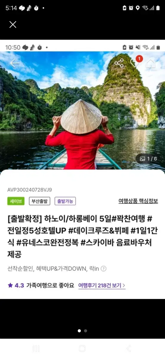 하노이 3박5일 여행권 양도 판매합니다